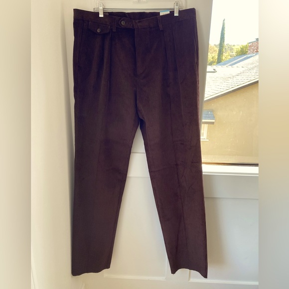 NWT J. McLaughlin Lange Men’s Solid Pant, brown corduroy, size 34 - Picture 3 of 15